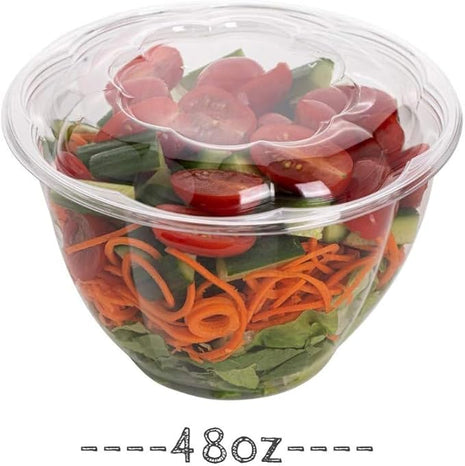 Smygoods Disposable Plastic Salad Bowls with Airtight Lids Ideal for Meal Prep, Takeout, Catering, Parties, Picnics, and Food Storage, Stackable, Leak-Proof