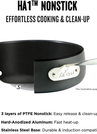 All-Clad HA1 Hard Anodized Nonstick Fry Pan 12 Inch Induction Oven Broiler Safe 500F, Lid Safe 350F Pots and Pans, Cookware Black