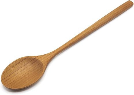 FAAY 12 Inches Teak Flat Spoon, Wooden Spoons for Cooking, Handcrafted Utensil Tools from High Moist Resistance Golden Teak Wood | Durable, Healthy for Non Stick Cookware