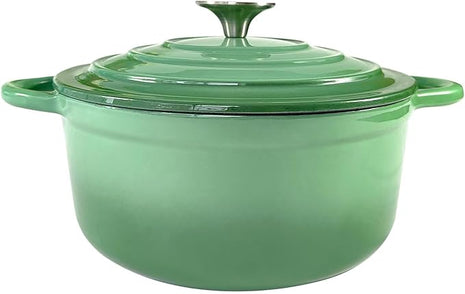 Dutch Oven,Cast Iron Dutch Ovens,Dutch Oven Pot with Lid,5 QT Enamel Dutch Pot,Dutch Ovens with Dual Handles,Cast Iron Pot for Braiser,Cooking,Gifts for Family,Green