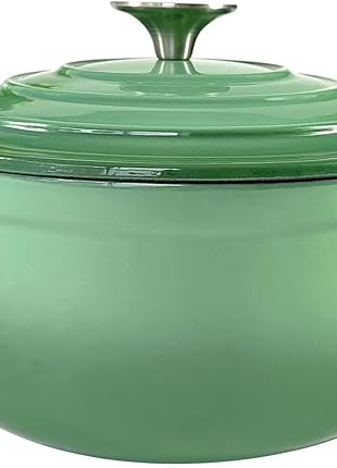 Dutch Oven,Cast Iron Dutch Ovens,Dutch Oven Pot with Lid,4.5 QT Enamel Dutch Pot,Dutch Ovens with Dual Handles,Cast Iron Pot for Braiser,Cooking,Gifts for Family,Green
