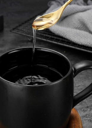 AnSaw Elegant Gold Leaf Coffee Spoons - 10-Piece, 4.7" Mini Stainless Steel Espresso & Dessert Tea Spoons, Perfect for Demitasse & Small Servings