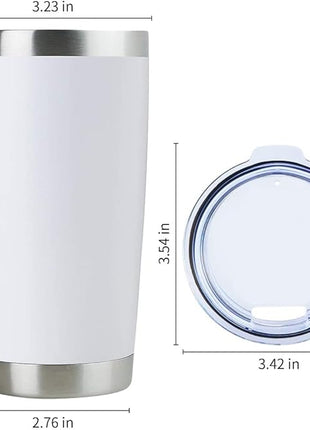 DOMICARE 20oz Stainless Steel Tumbler Bulk with Lid, Double Wall Vacuum Insulated Travel Mug, Powder Coated Coffee Cup, Powder White, 8 Pack