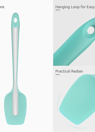 Heat Resistant Silicone Spatula Set: U-Taste 600ºF High Temp Seamless Food Grade Utensil, Flexible Rubber Silicon Kitchen Cooking Mixing Baking Scraper for Nonstick Cookware Set of 4 (Aqua Sky)