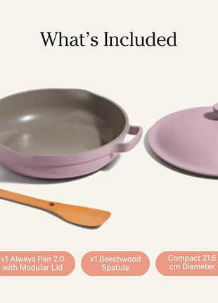 Our Place Mini Always Pan 2.0-8.5” (1.2 Qt) Nonstick, Toxin-Free Ceramic Cookware | Patented 10-in-1 Aluminum Frying & Sauté Pan | Safe for Oven, Induction & All Cooktops up to 450°F | Lavender