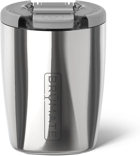BrüMate Rocks 100% Leak-Proof 12oz Insulated Lowball Cocktail & Whiskey Tumbler - Double Wall Vacuum Stainless Steel - Camping, Travel Tumbler & Cocktail Glass (Polished Stainless)