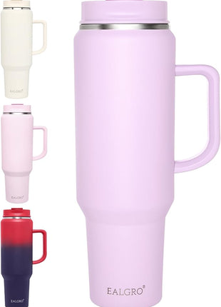 50 oz Tumbler with Handle, Insulated Tumblers with Lid and Straw, Large Metal Sports Water Bottle Jug, Thermal Stainless Steel Travel Coffee Mug Cup, Lavender
