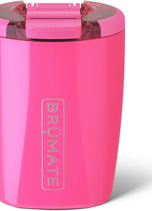 BrüMate Rocks 100% Leak-Proof 12oz Insulated Lowball Cocktail & Whiskey Tumbler - Double Wall Vacuum Stainless Steel - Camping, Travel Tumbler & Cocktail Glass (Neon Pink)