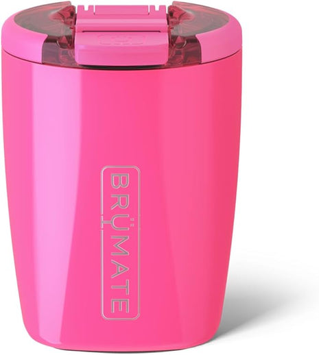 BrüMate Rocks 100% Leak-Proof 12oz Insulated Lowball Cocktail & Whiskey Tumbler - Double Wall Vacuum Stainless Steel - Camping, Travel Tumbler & Cocktail Glass (Neon Pink)