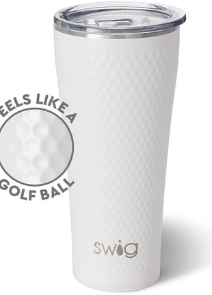 Swig Life 32oz Insulated Tumbler, Travel Coffee Tumbler with Lid, Cup Holder Friendly Travel Coffee Mug, Stainless Steel with Lid (Golf Ball)