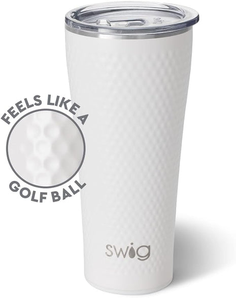 Swig Life 32oz Insulated Tumbler, Travel Coffee Tumbler with Lid, Cup Holder Friendly Travel Coffee Mug, Stainless Steel with Lid (Golf Ball)
