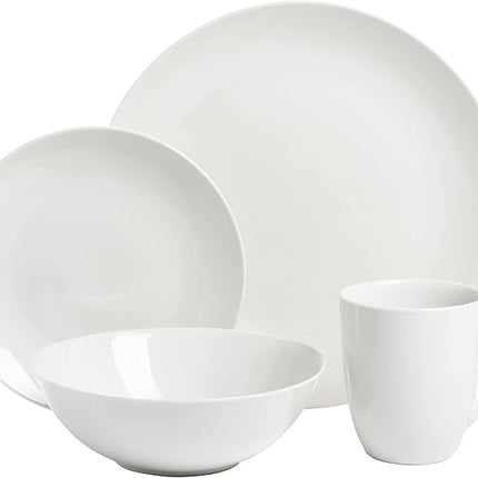 10 Strawberry Street Simply Coupe 16 Piece Dinnerware Set, White - SM-1600-CP-SW