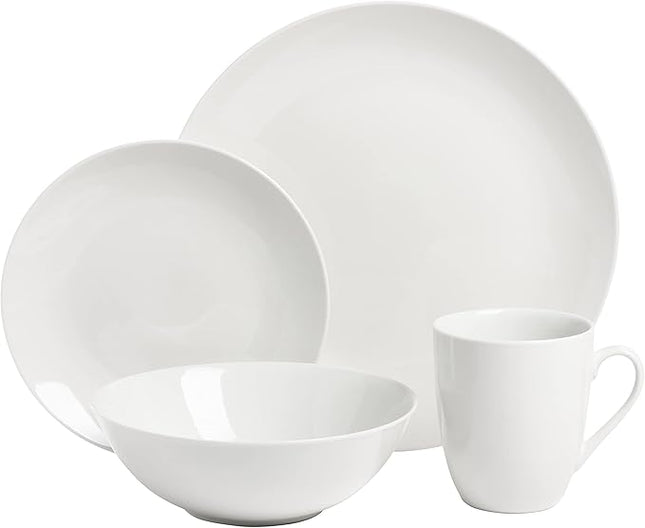 10 Strawberry Street Simply Coupe 16 Piece Dinnerware Set, White - SM-1600-CP-SW
