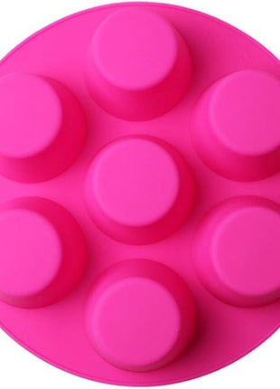 Silicone Muffin Pans for Air Fryer 7 Cavity Muffin Tray Cupcake Pan Nonstick Brownie Cake Mold Round Pudding Recipe Tray Bakeware