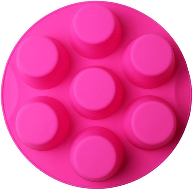 Silicone Muffin Pans for Air Fryer 7 Cavity Muffin Tray Cupcake Pan Nonstick Brownie Cake Mold Round Pudding Recipe Tray Bakeware