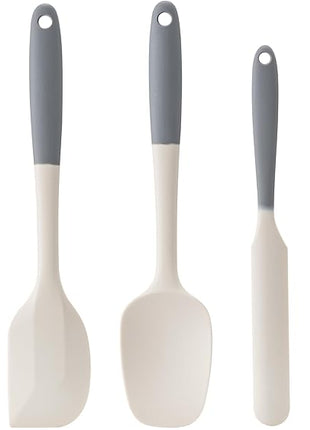 Silicone Spatula Set, 5 Piece Food Grade Rubber Spatulas for Baking, Cooking, and Mixing High Heat Resistant Non Stick Dishwasher Safe BPA-Free (Gray+White)