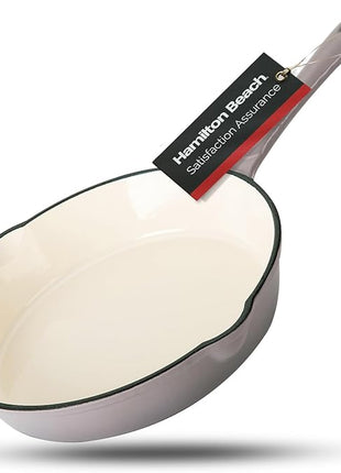 Hamilton Beach Enameled Cast Iron Fry Pan 8-Inch Navy (Gray, Fry 8-Inch)