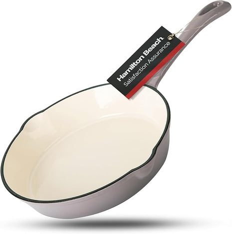 Hamilton Beach Enameled Cast Iron Fry Pan 8-Inch Navy (Gray, Fry 8-Inch)