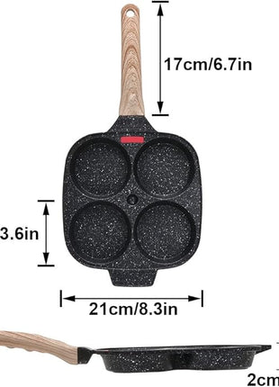 Fried Egg Pan, Egg Frying Pan with Lid Nonstick 4 Cups Pancake Pan Aluminium Alloy Cooker for Breakfast, Induction Compatible