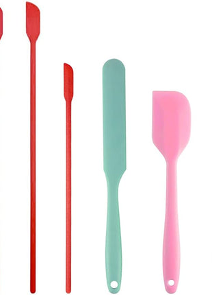 Mini Silicone Spatula Set 6 PCS Food Grade Small Jar Spatula with Long Handle Makeup Spatula Tool Heat Resistant Kitchen Utensils for Baking Cooking Mixing Tiny Scraper