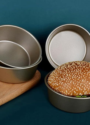 3PCS Air Fryer Mini Pie Pan Tart Tins, Jumbo Muffin Cupcake Pan 4 Inch Hamburger Bun Mold, Non-Stick Air Fryer Egg Baking Pan Individual Mini Cake Cups for Baking