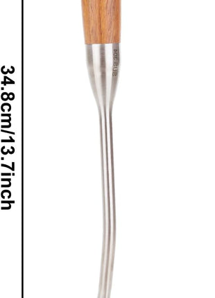 FJNATINH Soup Ladle, 13.7inches Ladle for wok, 304 Stainless Steel wok spatula,Wooden Handle