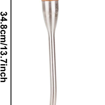 FJNATINH Soup Ladle, 13.7inches Ladle for wok, 304 Stainless Steel wok spatula,Wooden Handle