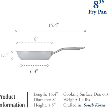 TECHEF - CeraTerra - 8 inch Ceramic Frying Pan – PFAS, PTFE & PFOA-Free, Toxin-Free Ceramic Coating, Induction-Ready, Oven & Dishwasher Safe, Ceramic Nonstick Frying Pan Made in Korea