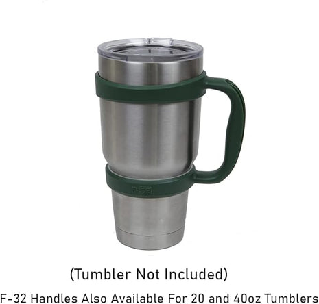 F-32 Handle - 19 COLORS - 30oz Size - Compatible with 30 oz YETI and 30 oz. OZARK TRAIL Tumbler Travel Mug - BPA FREE (30OZ, HUNTER GREEN, 1 Count (Pack of 1))