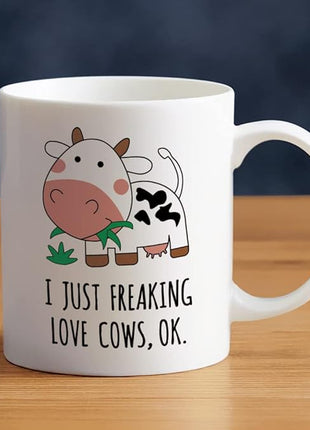 Kawaii Cow Print Mug - Ceramic Coffee Cup Gift for Women, Mom, or Daughter