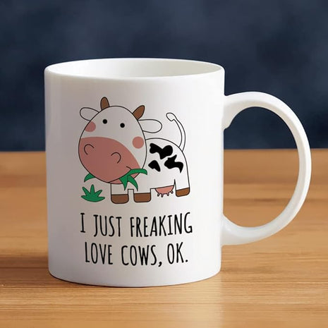 Kawaii Cow Print Mug - Ceramic Coffee Cup Gift for Women, Mom, or Daughter