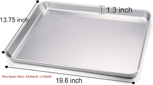 TeamFar Baking Sheet, 20’’×14’’×1’’, Cookie Sheet Half Sheet Baking Pans Stainless Steel, Non Toxic & Healthy, Heavy Duty & Thick Gauge, Mirror Finish & Dishwasher Safe - 2 Piece