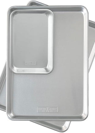 Nordic Ware Naturals Half Sheet Set - USA Made Aluminum Commercial Quality Sheet Pan for Baking or Roasting, Encapsulated Galvanized Steel Rim Prevents Warping, 2pk Half + 1/8 Sheet