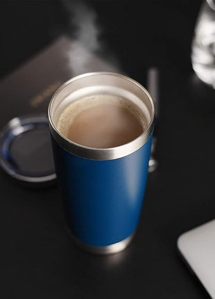 DOMICARE 20oz Stainless Steel Tumbler Bulk with Lid, Double Wall Vacuum Insulated Travel Mug, Powder Coated Coffee Cup, Dark Blue, 12 Pack