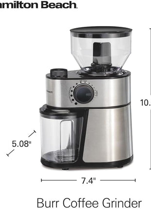 Hamilton Beach Electric Burr Coffee Grinder with Large 16oz Hopper & 18 Settings For 2-14 Cups, Stainless Steel (80385)