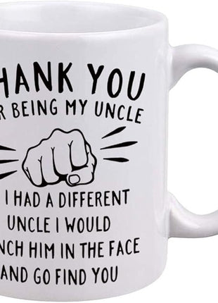 DQG CVT Best Uncle Gift - Thank You for Being My Uncle Funny Coffee Mug - Gag Gifts For Uncles - Cool Fathers Day Birthday Christmas Gift Ideas From Niece Nephew - Uncle's Novelty Tea Cup 11oz White