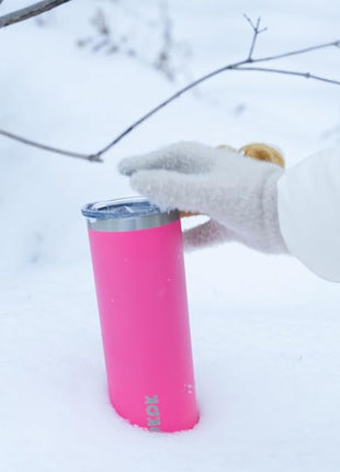 BJPKPK 20oz Skinny Tumblers with Lid Insulated Travel Coffee Cup Stainless Steel Thermal Mug,Turquoise,Pink (Pack of 24)