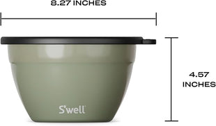 S'well Stainless Steel Salad Bowl Kit 64oz, Mountain Sage, Comes with 2oz Mini Canister and Removable Tray for Organization, Leakproof, Easy to Clean, Dishwasher Safe