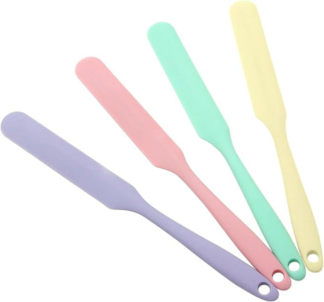 4 Pcs Silicone Jar Spatulas, Non-Stick Heat Resistant Cake Cream Spatulas Set, 9.8 inch Cake Cream Butter Spatulas(4 colors）