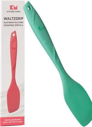 Kitchen Mama WaltzGrip Platinum Silicone Scraping Spatula: Heat Resistant, Seamless, Non Stick for Frying Pan Cookware, Safe, Flexible Bowl Scraper - Ideal for Mixing, Baking, Stirring (Teal)
