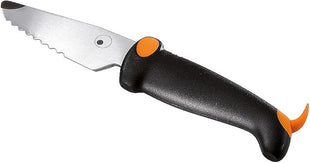 Kuhn Rikon Kinderkitchen® Kids Chef Knife, Serrated, 6", Black | Cutting Tool Made for Real Cooking | Child Friendly Dog Design With Hand Guard For Safety