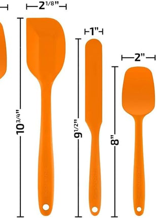 OVENTE Silicone Spatula Set of 5, Food Grade Rubber Spatula with High Heat Resistant, BPA-Free and Dishwasher Safe, Nonstick Kitchen Utensils for Baking, Cooking and Mixing, Orange SP12305O