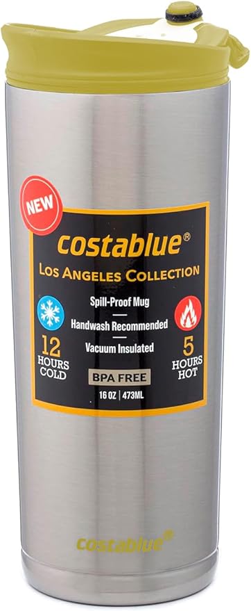 Travel Coffee Mug - 16 Oz. Stainless Steel Insulated Coffee Mug, Leak Proof Tumbler w/Dishwasher Safe Lid, Double Wall Travel Coffee Cup, Reusable Insulated Tumbler for Hot & Cold Beverages…