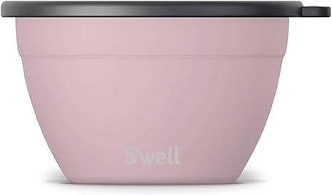 S’well Stainless Steel 64oz Salad Bowl Kit, Pink Topaz Color, Comes with 2oz Mini Canister and Removable Tray for Organization, Leakproof and Dishwasher Safe