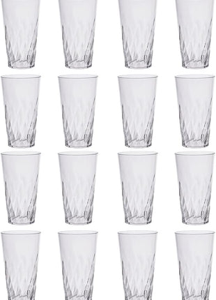 US Acrylic Palmetto [Set of 16] 20 ounce Plastic Stackable Water Tumblers in Clear, Lightweight Value Set of Drinking Cups, Reusable, BPA-free, Made in the USA, Top-rack Dishwasher Safe