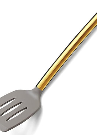 Berglander Non-stick Silicone Slotted Turner with Titanium Gold Plated Handle for Cooking, Dishwasher Safe, Easy to Clean