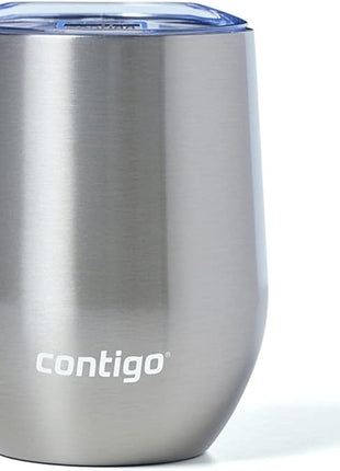 Contigo River North Stainless Steel Wine Tumbler with Splash-Proof Lid, 12oz., 2 Pack, Dark Ice & Stainless Steel