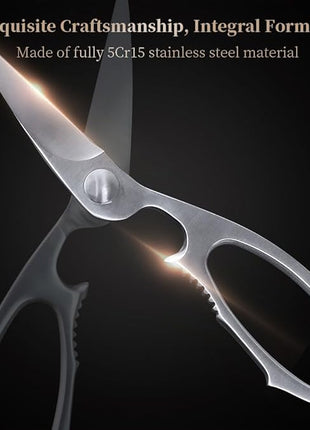 Newness Multi-Purpose Kitchen Scissors, Premium Stainless Steel Solid Kitchen Shears for Can Opener, Walnut Cracker, Heavy Duty Poultry Scissors with Sharp Blade for Cutting Turkey, Chicken, Bones