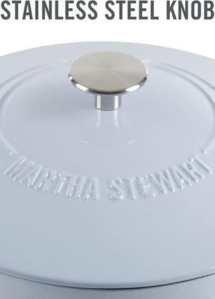 MARTHA STEWART Gatwick 7 QT Enamel Cast Iron Dutch Oven Pot With Lid, Lavender Purple