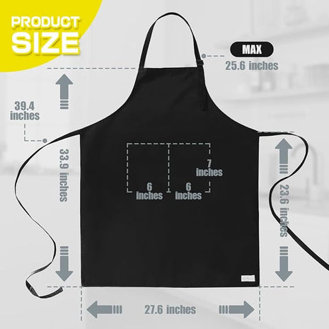 ROTANET Extra Large Apron for Men Adjustable Bib Aprons with 2 Pockets Cooking Kitchen Women Chef Water & Oil Resistant